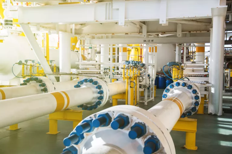 valve and pipe line in oil and gas platform offshore in gulf of thailand