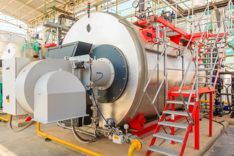 Gas boilers in gas boiler room for steam production
